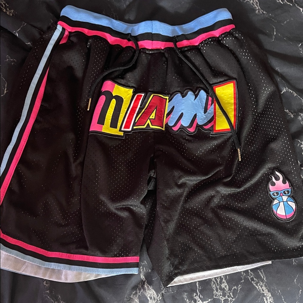 Miami Themed Black Athletic Shorts
